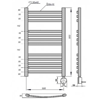 Полотенцесушитель электрический Grois Elvino 500x900