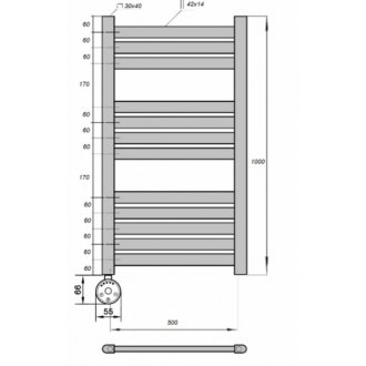 Полотенцесушитель электрический Grois Leila 500x1000