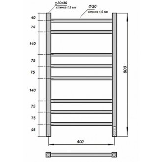 Полотенцесушитель электрический Grois Nex 400x800 черный матовый