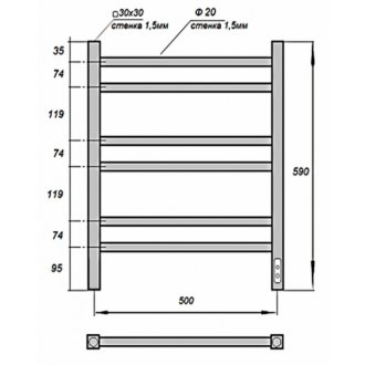 Полотенцесушитель электрический Grois Nex 500x600 белый матовый универсальный