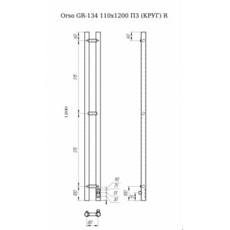 Полотенцесушитель электрический Grois Orso GR-134 110x1200 черный матовый