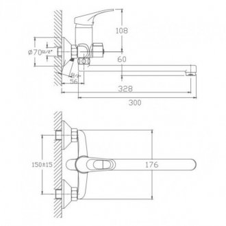 Смеситель для ванны Haiba HB2213 хром