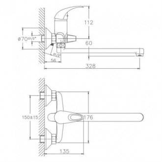 Смеситель для ванны Haiba HB2215 хром