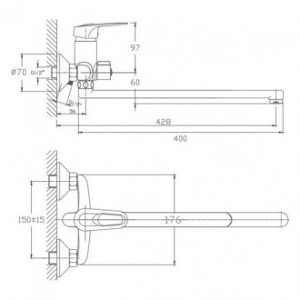 Смеситель для ванны Haiba HB2236 хром