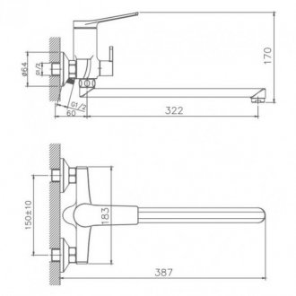 Смеситель для ванны Haiba HB22572 хром