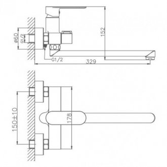 Смеситель для ванны Haiba HB22590 хром