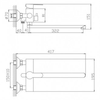 Смеситель для ванны Haiba HB22801 сталь матовая