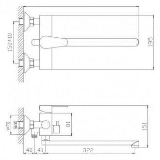 Смеситель для ванны Haiba HB22802 сталь матовая