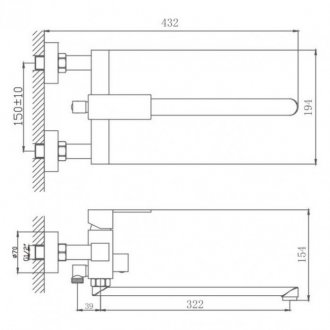 Смеситель для ванны Haiba HB22803 сталь матовая