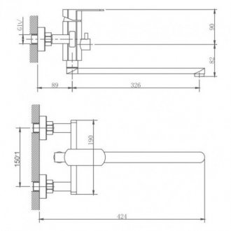 Смеситель для ванны Haiba HB22806 сталь матовая