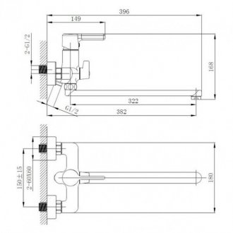 Смеситель для ванны Haiba HB22814-7 черный матовый