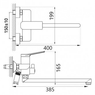 Смеситель для ванны Haiba HB22816-3 сталь оружейная