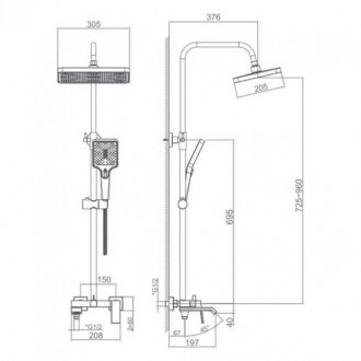 Душевая стойка Haiba HB24575-7 черная матовая