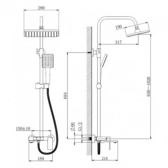 Душевая стойка Haiba HB24639-3 сталь оружейная