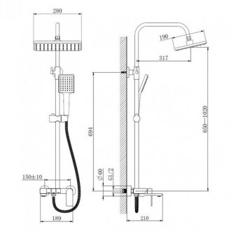 Душевая стойка Haiba HB24639-7 черная матовая