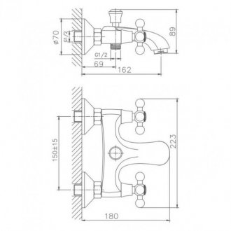 Смеситель для ванны Haiba HB3119-4 бронза