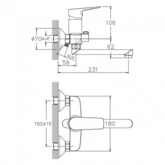 Смеситель для ванны Haiba HB60506 хром