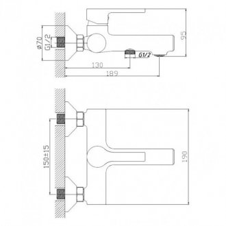 Смеситель для ванны Haiba HB60652-7 черный матовый