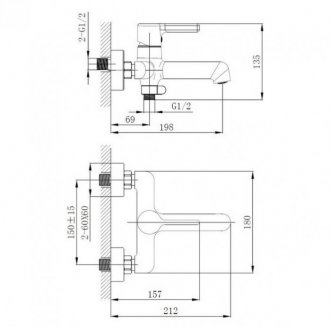 Смеситель для ванны Haiba HB60814 хром