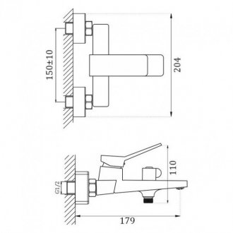 Смеситель для ванны Haiba HB60818-7 черный матовый