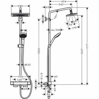 Душевая стойка с термостатом Hansgrohe Croma E 280 27660000