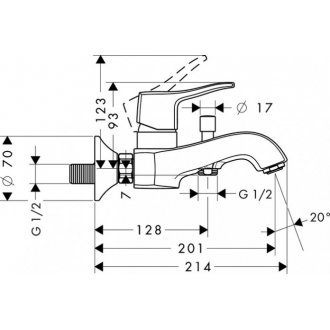 Смеситель для ванны Hansgrohe Metris Classic 31478000