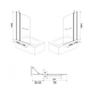 Шторка на ванну Iddis Ray RAY6CS1i90