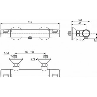 Смеситель для душа Ideal Standard Ceratherm Т25 A7201XG