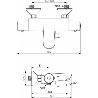 Смеситель для ванны Ideal Standard Ceratherm 50 A5550AA