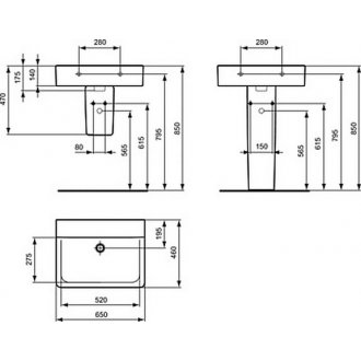Раковина Ideal Standard Connect Cube E810501 65 см