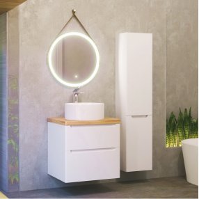 Мебель для ванной Jorno Wood 60 белая со светлой столешницей