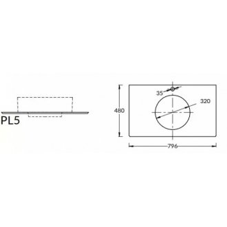 Столешница Kerama Marazzi Монте Тиберио PL5.SG507120R\80 для раковин Artbasins белая