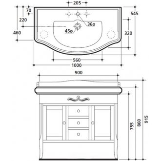 Мебель для ванной Kerasan Retro 734740 100 см