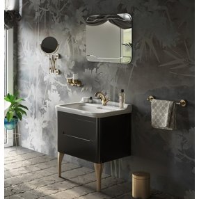 Мебель для ванной Kerasan Waldorf 80 см черная ножки бронза