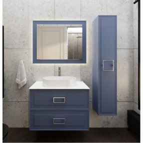 Мебель для ванной со столешницей La Fenice Cubo Twin 80 синяя