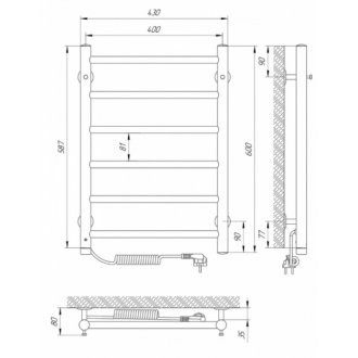 Полотенцесушитель электрический Laris Джаз 400x600