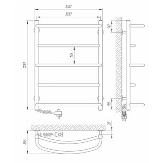 Полотенцесушитель электрический Laris Евромикс 500x700