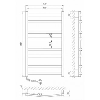 Полотенцесушитель электрический Laris Гранд 500x900