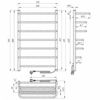 Полотенцесушитель электрический Laris Стандарт 500x800 черный матовый