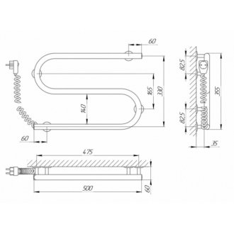 Полотенцесушитель электрический Laris Змеевик 500x330