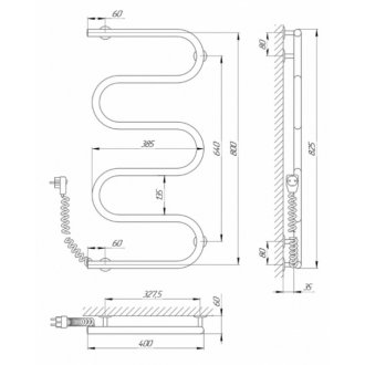 Полотенцесушитель электрический Laris Змеевик 400x800