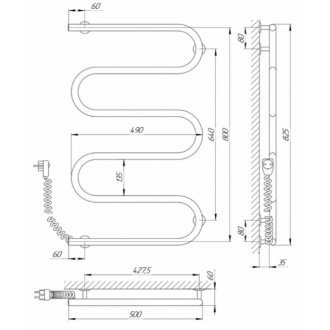 Полотенцесушитель электрический Laris Змеевик 500x800