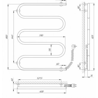 Полотенцесушитель электрический Laris Змеевик 600x800