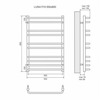 Полотенцесушитель электрический Lemark Luna 500x800