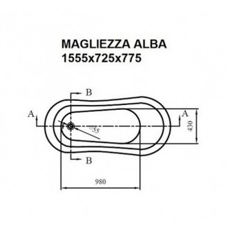 Ванна акриловая Magliezza Alba 155x72 см ножки бронза