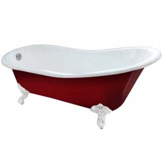 Ванна чугунная Magliezza Gracia Red 170x76 см ножки белые