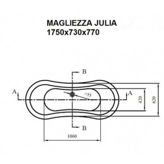 Ванна акриловая Magliezza Julia 175x73 см ножки бронза