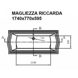Ванна акриловая Magliezza Riccarda 174x77 см ножки бронза
