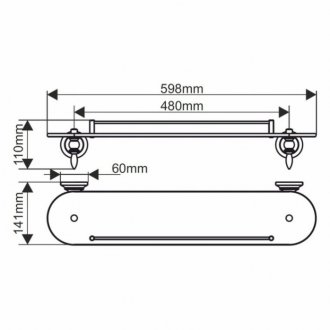 Полка стеклянная Melana MLN-820004 хром/золото