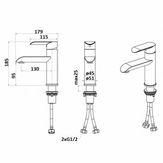 Смеситель для раковины Melana Paola Hi-tech 610601 сатин